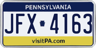PA license plate JFX4163