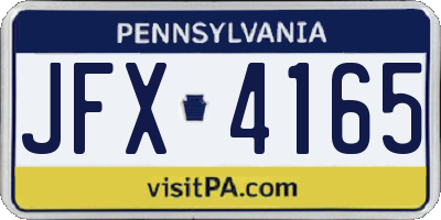 PA license plate JFX4165