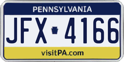 PA license plate JFX4166