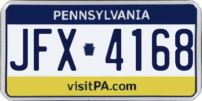 PA license plate JFX4168