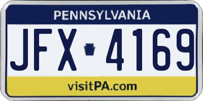PA license plate JFX4169