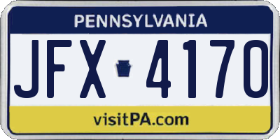PA license plate JFX4170
