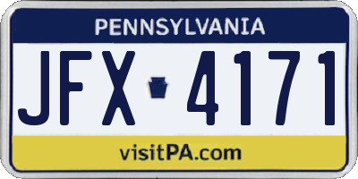 PA license plate JFX4171