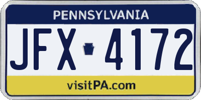 PA license plate JFX4172