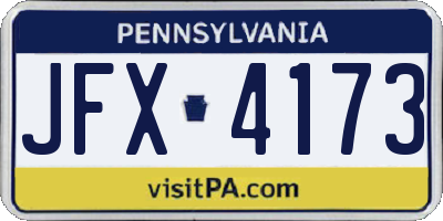 PA license plate JFX4173