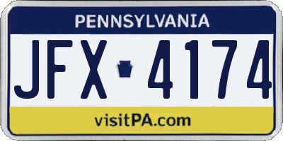 PA license plate JFX4174