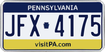 PA license plate JFX4175