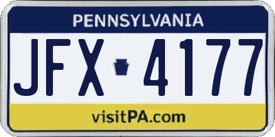 PA license plate JFX4177