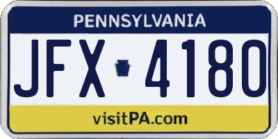 PA license plate JFX4180