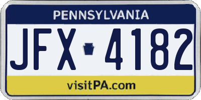 PA license plate JFX4182