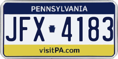 PA license plate JFX4183