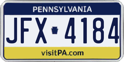 PA license plate JFX4184