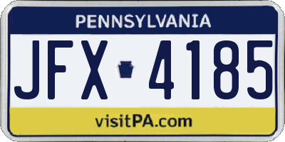 PA license plate JFX4185