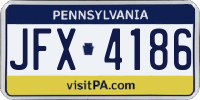 PA license plate JFX4186