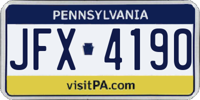 PA license plate JFX4190