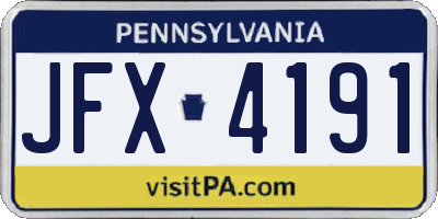 PA license plate JFX4191