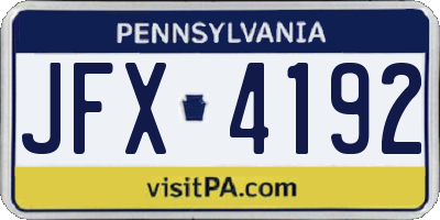 PA license plate JFX4192
