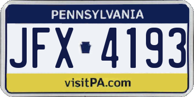 PA license plate JFX4193