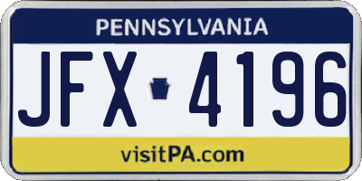 PA license plate JFX4196