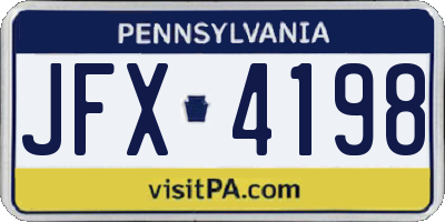 PA license plate JFX4198