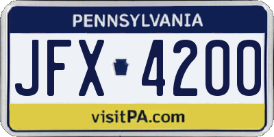PA license plate JFX4200