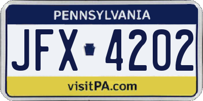 PA license plate JFX4202