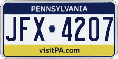 PA license plate JFX4207