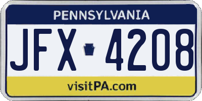 PA license plate JFX4208