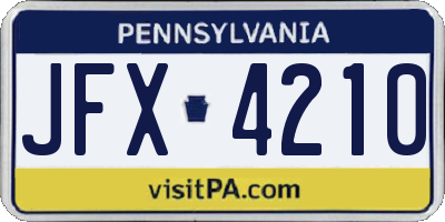 PA license plate JFX4210