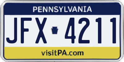 PA license plate JFX4211