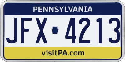 PA license plate JFX4213
