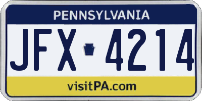 PA license plate JFX4214