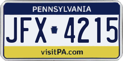 PA license plate JFX4215