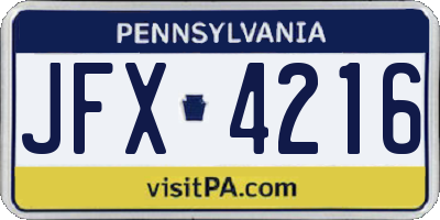 PA license plate JFX4216