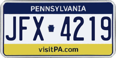 PA license plate JFX4219