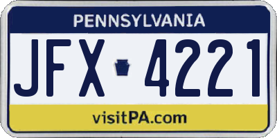 PA license plate JFX4221