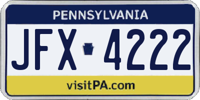 PA license plate JFX4222