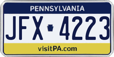 PA license plate JFX4223