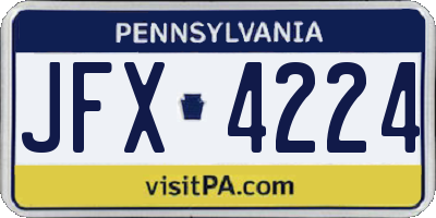 PA license plate JFX4224