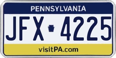 PA license plate JFX4225