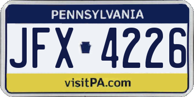 PA license plate JFX4226