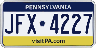 PA license plate JFX4227