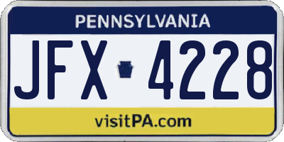PA license plate JFX4228