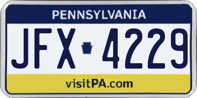 PA license plate JFX4229