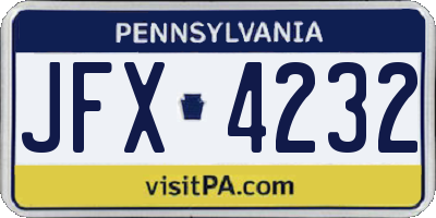 PA license plate JFX4232