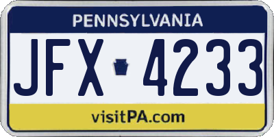 PA license plate JFX4233