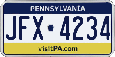 PA license plate JFX4234