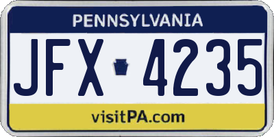 PA license plate JFX4235