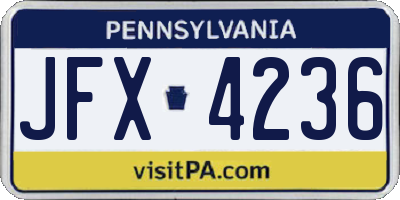 PA license plate JFX4236