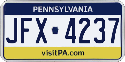 PA license plate JFX4237